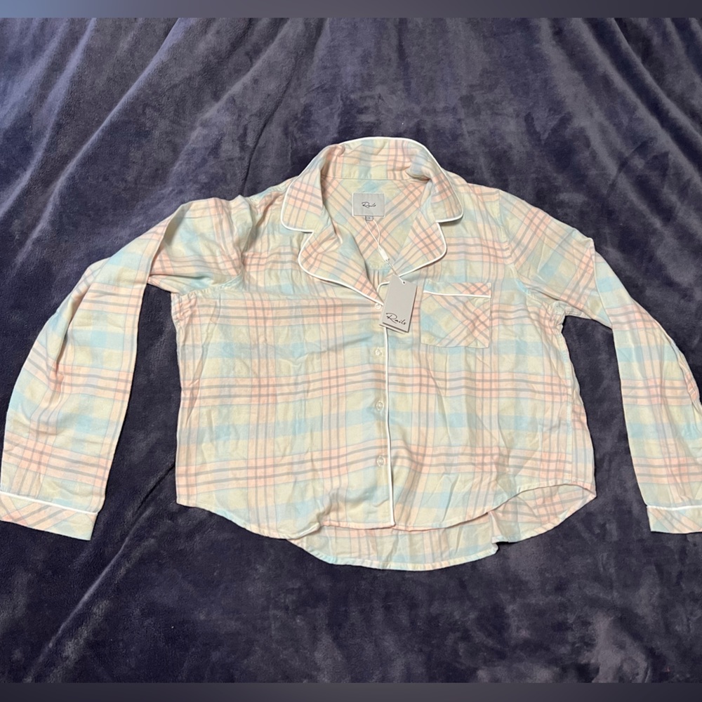 Rails Plaid Pastel Pajama Top NWT Kellen Candy Peach Size Large